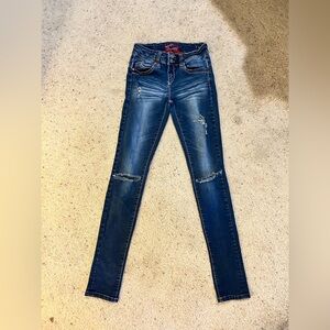 YMI Dark Blue Distressed Skinny Jeans